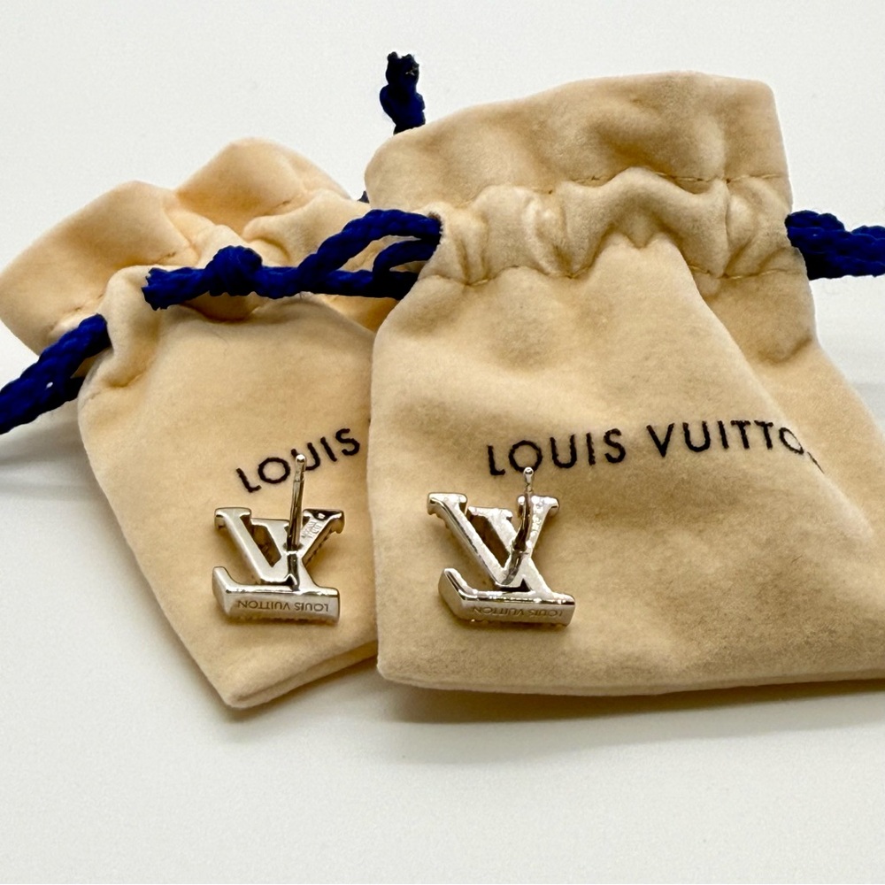 AUTHENTIC LV ICONIC CRYSTAL LOGO EARRINGS - SILVER - Picture 6 of 12